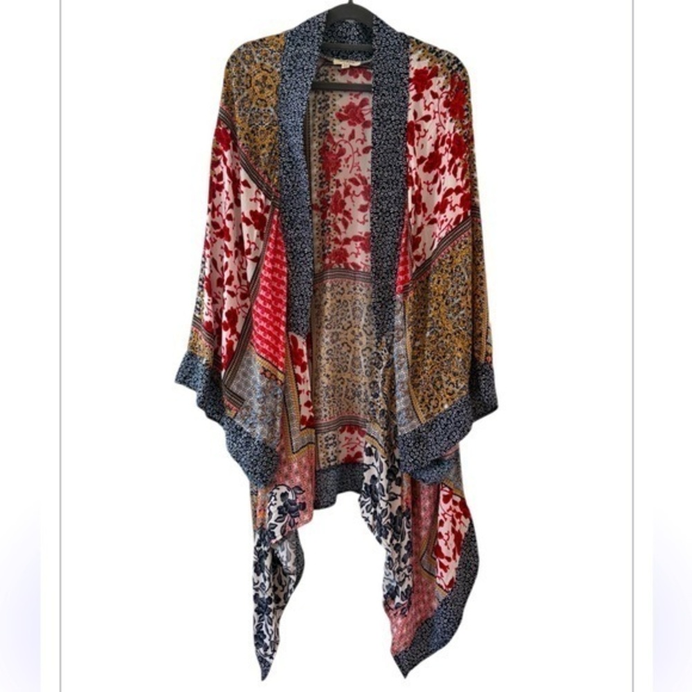 Umgee Multicolor Bohemian Open Waterfall Front Kimono Size S/ M